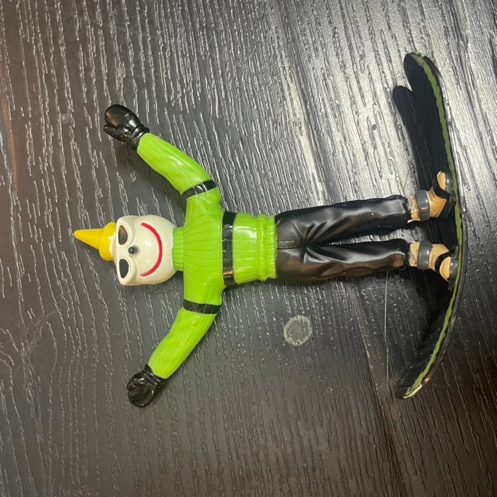 Jack in the Box Snowboarding Jack Rubber Mascot Figure Green Sweater Y2K